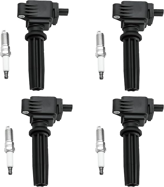 UF670 Ignition Coil & LTR6BHX Iridium Spark Plugs - for Ford Focus/Escape/Mustang, Jaguar F-Pace/XE, Lincoln MKC, Land Rover LR2 - Replaces DG546, 5C1873