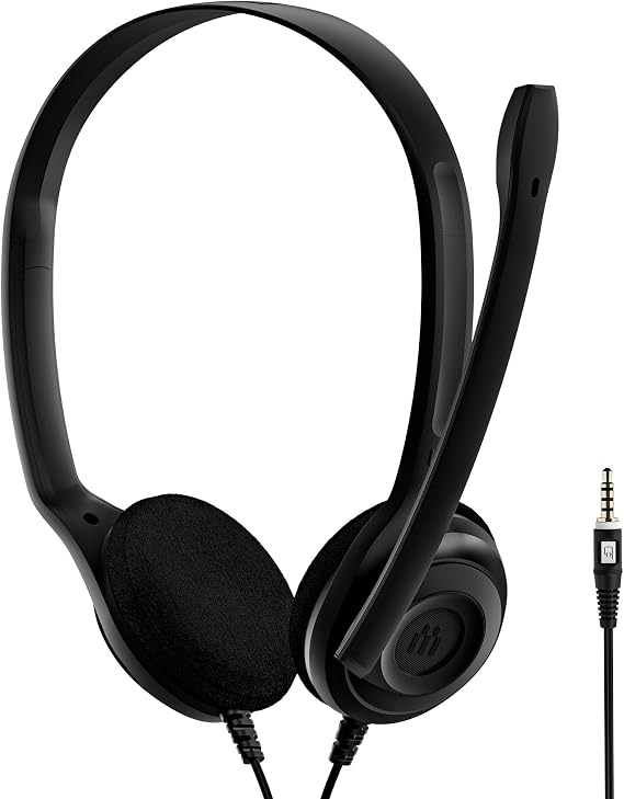EPOS PC5 Chat Wired Headset for PC 3,5 mm - Lightweight On-Ear Headphones, Noise-Canceling Mic, Crystal-Clear Audio, Comfortable Fit for Long Calls, Plug-and-Play USB, Ideal for Work & Online Meetings