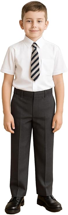 A2Z 4 Kids Boys Plain Jet Black School Uniform Pants Pull Up Regular Fit Elasticated Waist School Trouser Age 3-16 Years