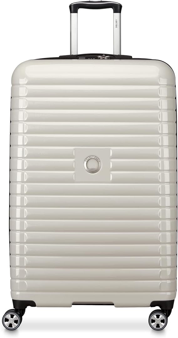 DELSEY PARIS Cruise 3.0, 28 Inch Checked-Large Luggage, Glossy Ivory | Expandable Suitcase, Hardside, Lightweight 100% Polycarbonate, Dual-Density Spinner Wheels, TSA Lock