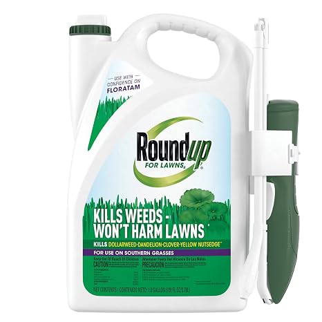 Roundup for Lawns4 Ready-to-Use, for Use on Southern Grasses, 1 gal. | Weed Killer with Extended Reach Wand, Kills Dandelion, Dollarweed, Clover and Yellow Nutsedge