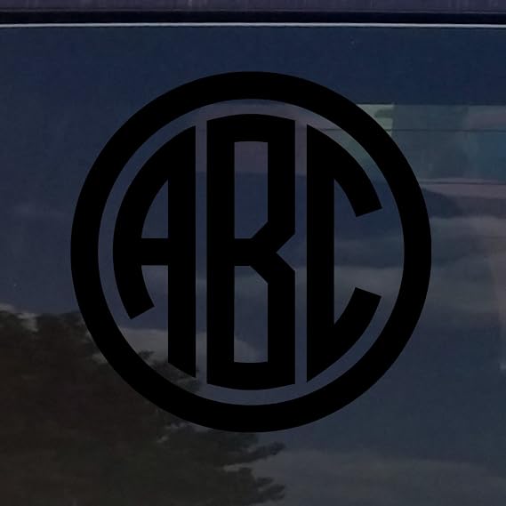 Custom Circle Monogram Initials Vinyl Decal/Sticker Cars YETI Cup Laptop Phone (2", Black)