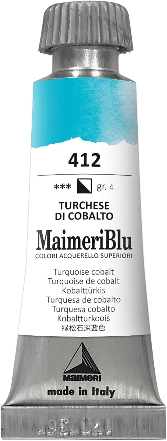MaimeriBlu Watercolor Tube, 12ml, Turquoise Cobalt, (412)