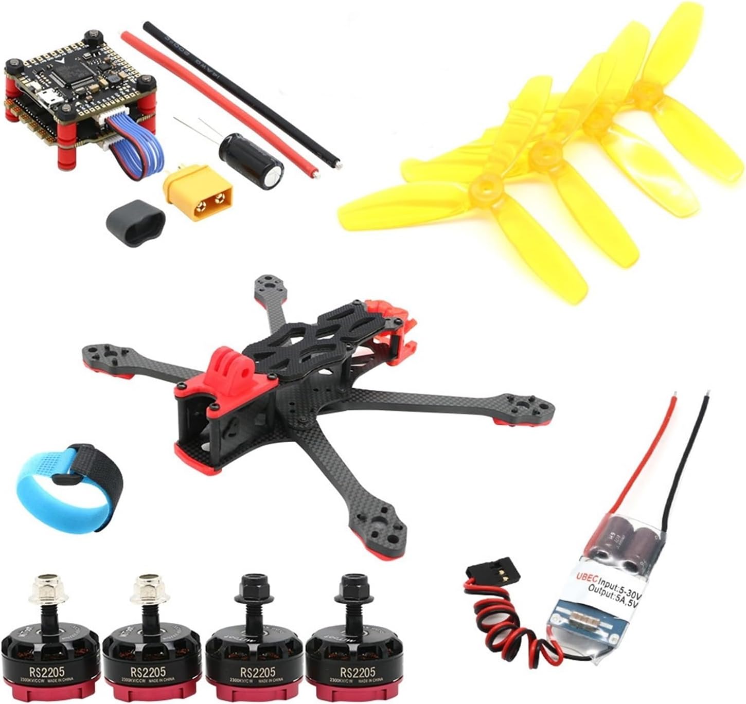 5 Inch 250mm FPV Drone Frame Kit, 2206 2300KV Motor, 45A 4-in-1 ESC, F4 Flight Controller For RC Racing DIY BuildCombo no TX