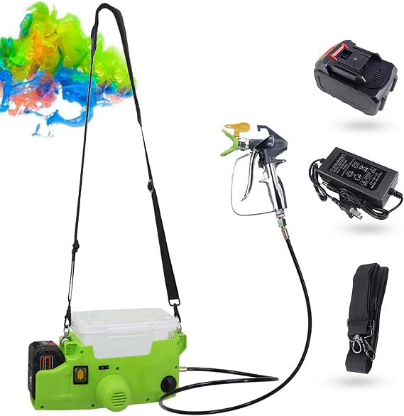 Paint Sprayer, 1700ml Airless Paint Sprayer with 1.5m Hose and Strap, 6 Gear Speed, High Pressure Spraying Machine for Home Interior Exterior, Include Lithium Battery