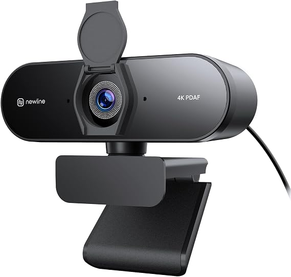 4K Webcam for PC with Fast Autofocus, Dual Microphones and Clear Audio, 4K 30FPS and 1080P 60FPS, USB Plug and Play Streaming Camera with Auto Light Correction, for Zoom and Teams