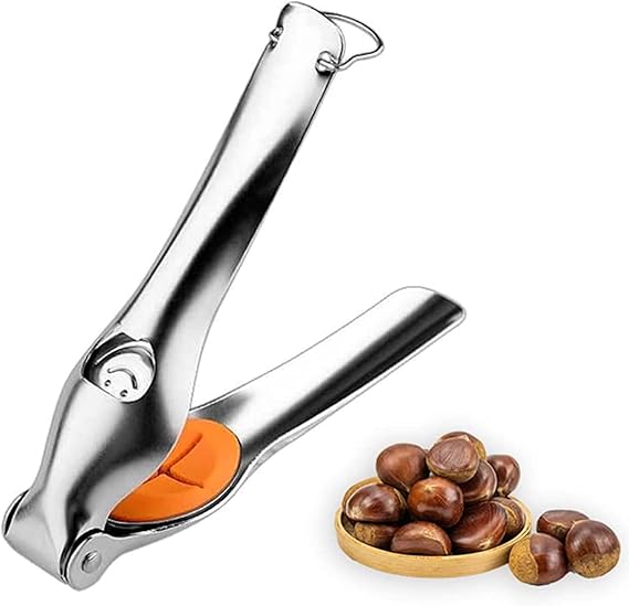 TJ POP Chestnut Cutter, 304 Stainless Steel Chestnut Cracker, Portable Chestnut Opener Clip Peeler, Multifunctional Walnut Pecan Nut Cracker with Bottle Opener, Ergonomic Kitchen Tool