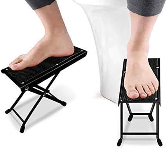 One Pair Foldable Toilet Stool -Enhances Squatting Posture and Comfort-|Multi-Function Foldable 5-9" Height Squatting Toilet Step Stool | Toilet Stool Portable Step for Home Bathroom Toilet (Black)