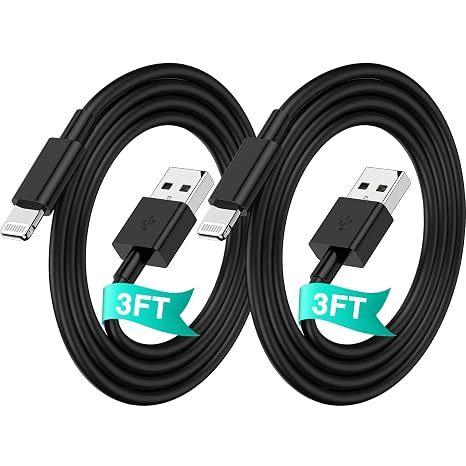 iPhone Charger Cable 3ft 2Pack, [Apple MFi Certified] Extra Long 3 Foot Lightning Cable, 3 feet iPhone Charger Fast Charging Cord for iPhone 14 13 12 11 Pro Max XR XS X 8 7 6 Plus SE iPad-Black