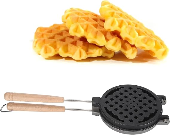 Gavigain Cast Iron Waffle Maker Stove Top,Mini Nonstick Waffle Maker Pan Efficient Dual Sided Coating for Home Use for Waffles Toaster, Gavigainq70iuvr2og