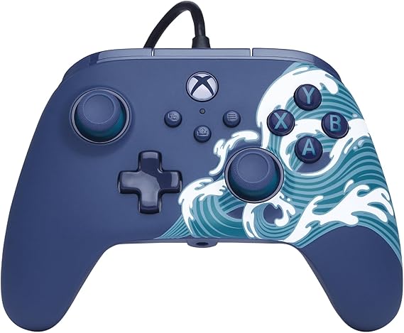 PowerA Advantage Wired Controller for Xbox Series X|S - Aqua Wave, gamepad, wired video game controller, gaming controller, USB-C, Works with Xbox One, Officially Licensed