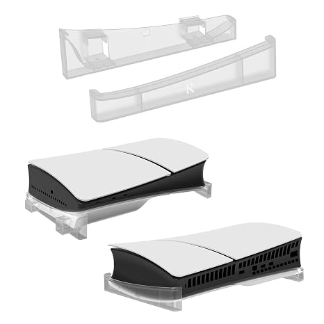 EJGAME PS5 Slim Accessories Horizontal Stand,Base Stand Compatible with Playstation 5 Slim Disc & Digital Edition (Transparent)