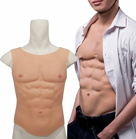 Realistic Silicone Muscle Chest Fake Chest Muscle Vest Artificial Muscle Belly Body Muscle Suit for Cosplay