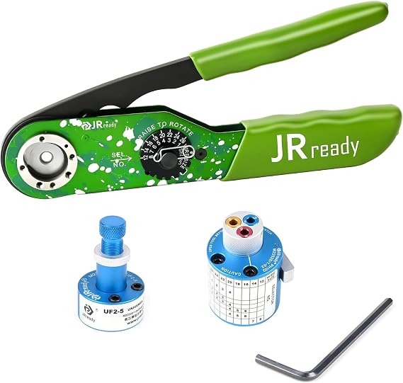 JRready ST2165 M22520/1-01 Crimp Tool Kit NEW-ASF1G Crimping Tool with Universal screw adjustment UF2-5 and PH102 M22520/1-02 Turret Head Positioner for 12-26 AWG Wire Harness