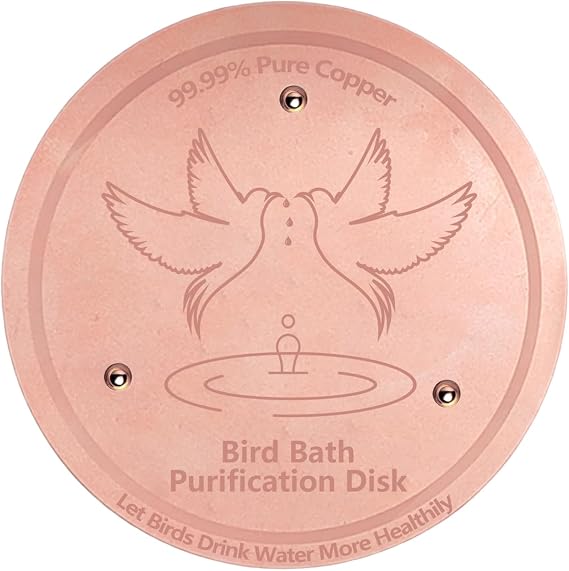 Bird Bath Copper Disk, 0.6mm Reinforced 99.99% Pure Copper Cleaning Disk with Triple-Point Support for Physical Water All-Season for Outdoor Birdbaths, Bowl