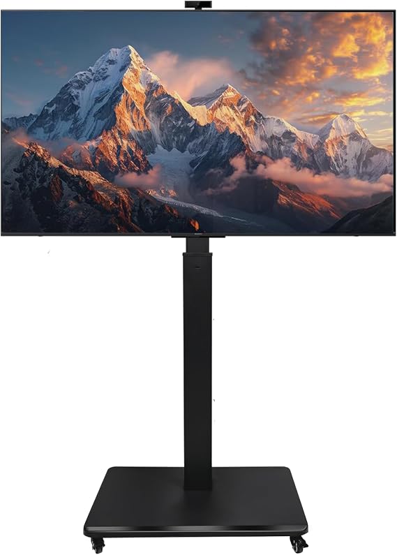 Rolling TV Stand for 42-75" TVs, Hand Crank Lift and 90° Rotation