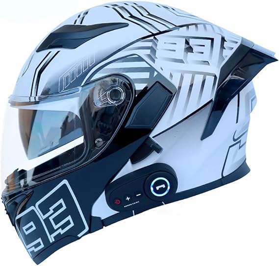 Bluetooth Integrated Modular Flip up Front Motorcycle Helmet Motorbike Crash Modular Helmet With Anti-Fog Dual Visors DOT/ECE Approved Noise Reducation for Men Women 54~63CM