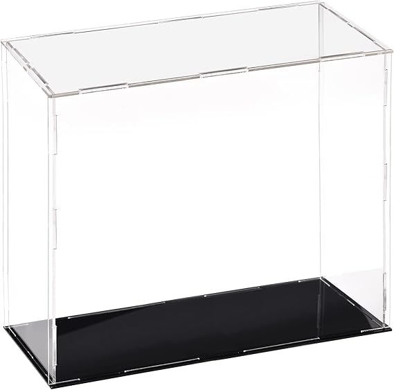 Acrylic Display Case, 30 x 10 x 25cm Dustproof Clear Showcase | Clear Acrylic, Black Base, Assemble Design, For Action Figures, Toys And Collectibles, Countertop And Home Display