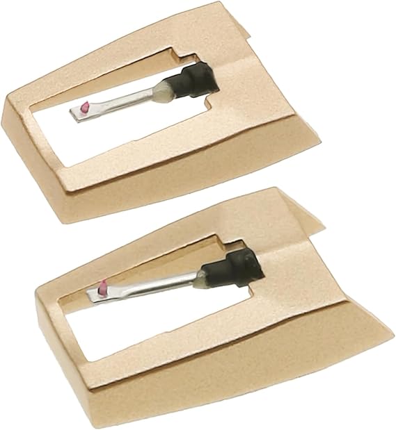2 Pack Ruby Record Player Needles Replacement, Turntable Needles Stylus for Crosley Victrola Boytone Ion Jenson Vinyl Players - Gold