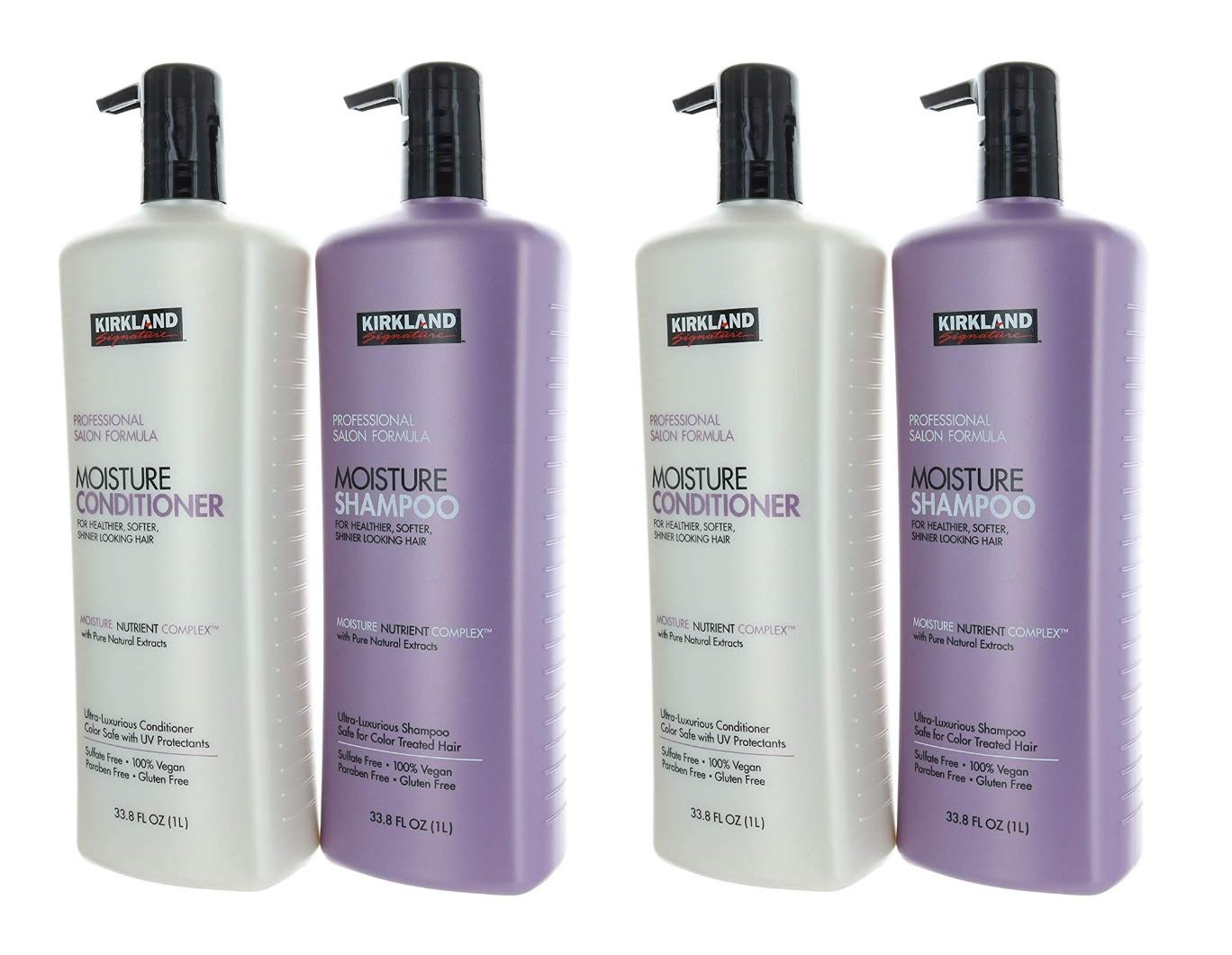 Kirkland Signature Professional Salon Formula Shampoo &amp; Conditioner Bundle- Includes Two Salon Formula Moisture Shampoo 33.8 Fl. Oz Each and Two Salon Formula Conditioner 33.8 Fl. Oz Each