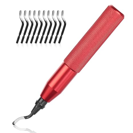 flintronic Tooling Deburring Tool Kit, Aluminum Alloy Hand Deburring Tool Set with 11 BS1010 Blades, 360°Rotary Manual Deburring Cutter Burr Remover for 3D Prints Pipe, Plastic, Copper, PVC, Steel
