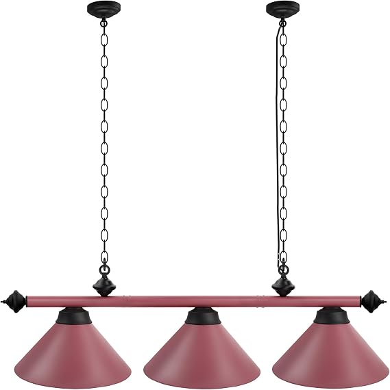 GSE 56" Hanging Billiard Pool Table Light for 7'/8' Pool Tables, Pink | Hanging Billiard Lighting with 3 Matte Metal Shades, For Game Room, Man Cave, Pub Bar, Billiards Room