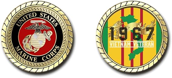 US Marine Corps Vietnam Veteran 1967 Challenge Coin - Officially Licensed