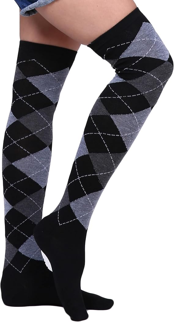 Womens Thigh High Socks Novelty Argyle Halloween Warm Leg Warmers Over-the-Knee-High-Socks