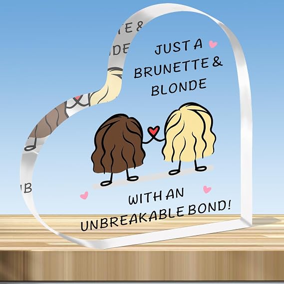 JMIMO Best Friend Birthday Gifts for Women Special Friend Present Bestie Gifts for Christmas - Brunette & Blonde with Unbreakable Bond