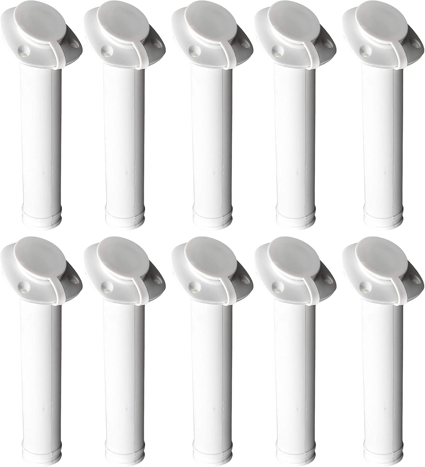 MARINE CITY White Nylon Flush Mount Rod Holder UV Stabilized 30 Degree with Cap Cover and 316 Stainless Steel Gasket for Boats – Marines – Ships – Yachts Pack of 10