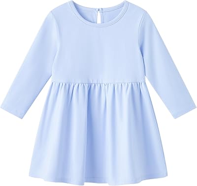 pureborn Baby Girl Dress Cotton Playwear Soild Color Dresses 0-6 Years