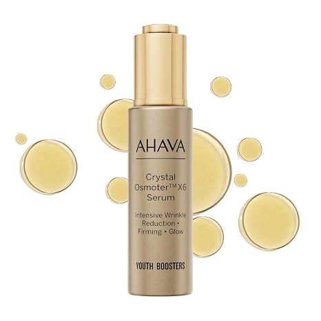 AHAVA Crystal Osmoter X6 Serum - Revolutionary Youth Booster & Intense Wrinkle Reduction, Enhances Youthful Glow & Firming, Enriched with Exclusive Blend of Dead Sea Osmoter & Jojoba Oil, 1 Fl.Oz