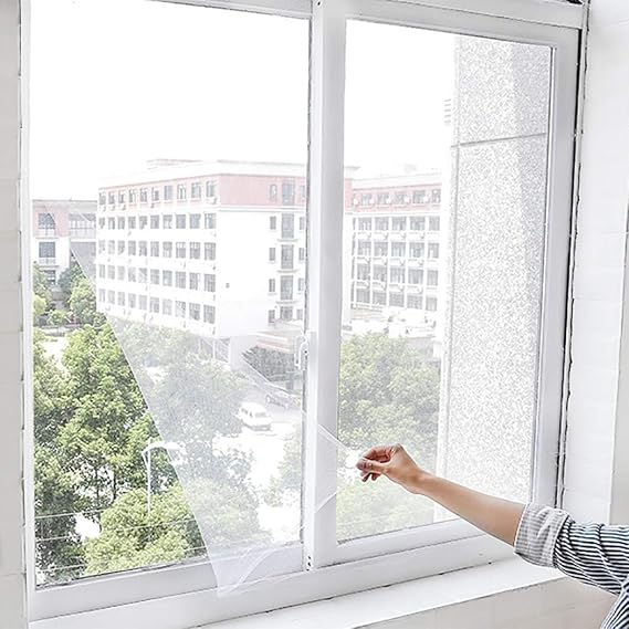 Pencere Kapı Sinekliği Beyaz Tül Sineklik, Sivrisinek Ağı, Sinek Böcek Tutucu, Aparatlı Cam Sinek Teli, Kolay Montaj (130 * 150 ÇİFT CAM)