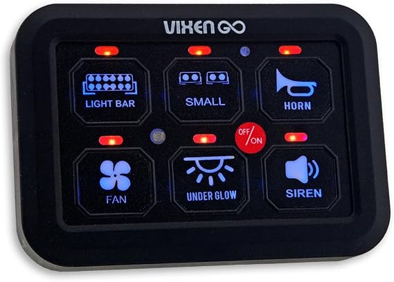 6 Gang Switch Panel - Device/Light Controller Switch Box with 1 Mode (Toggle), LED Touch Control, 7-Color RGB, Memory Function, Waterproof for Off Road, Car, Truck, RV, Boat