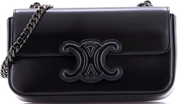 Pre-Loved Triomphe Chain Shoulder Bag Leather Small, Black