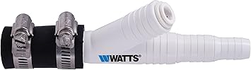 Watts Premier Universal Dishwasher / Drain Line to Garbage Disposal Adapter for Reverse Osmosis Systems, Push-In Fitting & Barb, Hose Coupler, Marine Stainless Steel Hose Clamps, No Drilling Required
