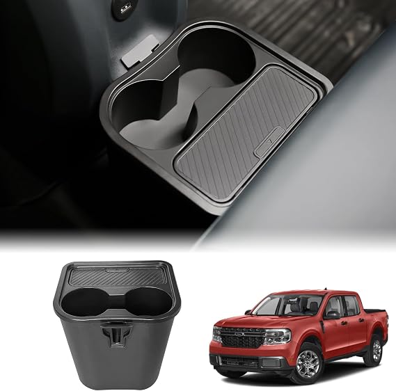 Mabett Rear Trash Can for 2022-2026 Ford Maverick Maverick Accessories | Adaptable to Any Floor Mats, Extra Rear Storage Box with Cup Holder, Multi-Function, Direct Hang Install
