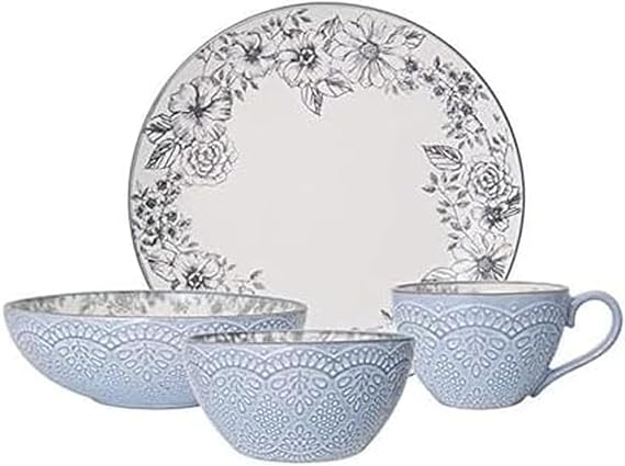 Pfaltzgraff Gabriela Gray 16-Piece Stoneware Dinnerware Set, Service for 4 - ,Gabriela Grey