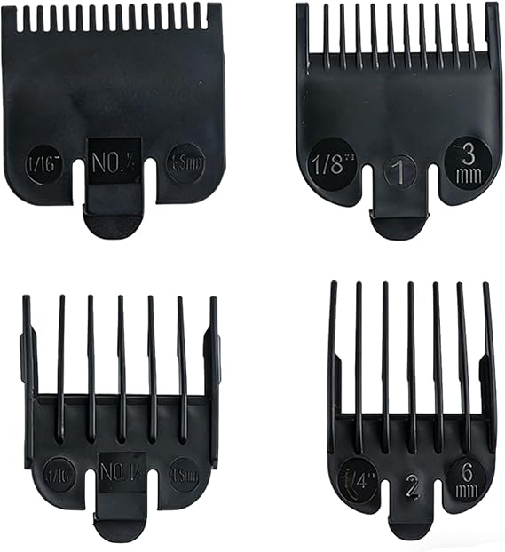 4Pcs Hair Clipper Guards,Black 1.5mm 3mm 4.5mm 6mm Clipper Guard Set | for Most Wahl Clippers and Baby Attachments Trimmer Comb Combination Set for Barbers Home Pet Haircuts Universal Practical