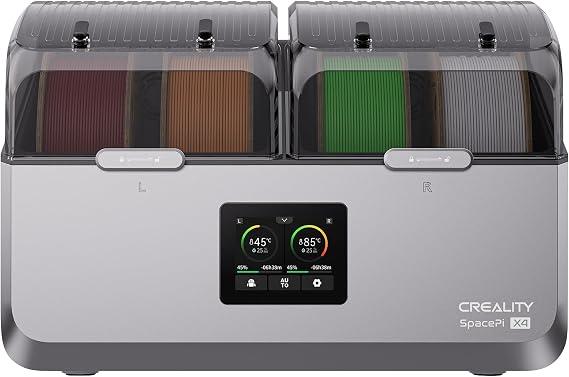 Creality Filament Dryer Box,Space PI X4 Dry Box 4 Spool,200W PTC 3D Printer Dehydrator,360 Uniform Drying,Upto 85C,Dual Chamber,Auto Silent,Desiccant Refresh,Active Dehumidifier for PLA,PETG,ABS,PA