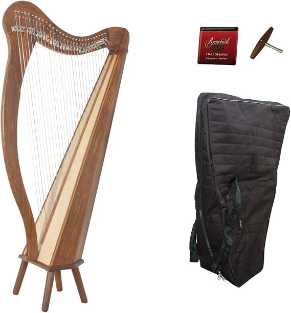 Roosebeck 29-String Mintrel Pedestal Harp w/Chelby Levers & Bag, 5 Panel