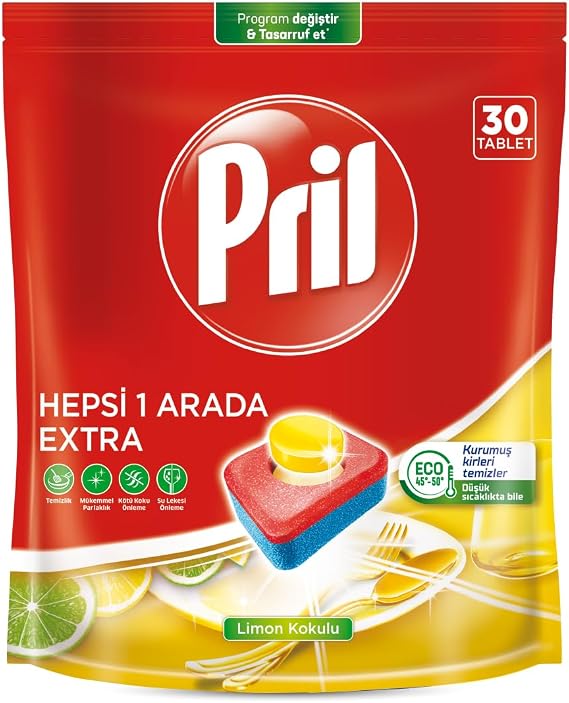Pril Hepsi Bir Arada Extra Tablet Bulaşık Deterjanı 30 Yıkama (1 x 30 tablet)