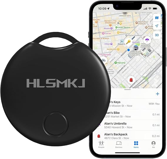 Bluetooth Tracker-1 Pack, Item Location Tracker, Works with Apple Find My (iOS Only), Help You Track Your Keys, Wallet, Luggage, Backpack, Replaceable Battery, Super Lightweight
