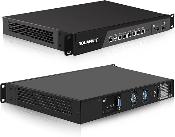1U Firewall Appliance 10GBe, Core i7-8700, 2 x SFP+ 82599es 10Gbe, 6 x i226V 2.5GbE LAN, OPNsense, 19 Inch Network Rackmount, DDR4 16G RAM 512G SSD, Barebone
