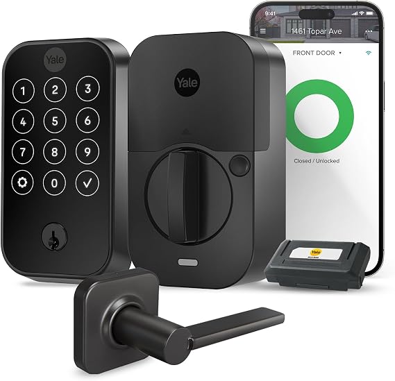 Yale Assure Lock 2 Touchscreen with Wi-Fi and Valdosta Lever in Black Suede