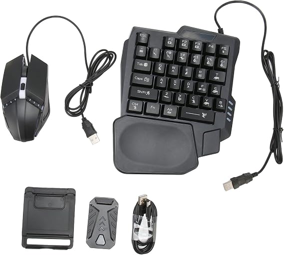 Gaming Keyboard Mouse Combo Pack, 4 in 1 Mobile Gaming Keyboard Mouse Converter Customized Key Settings No Latency, for Android, for Harmony, for iOS 10.0-13.3