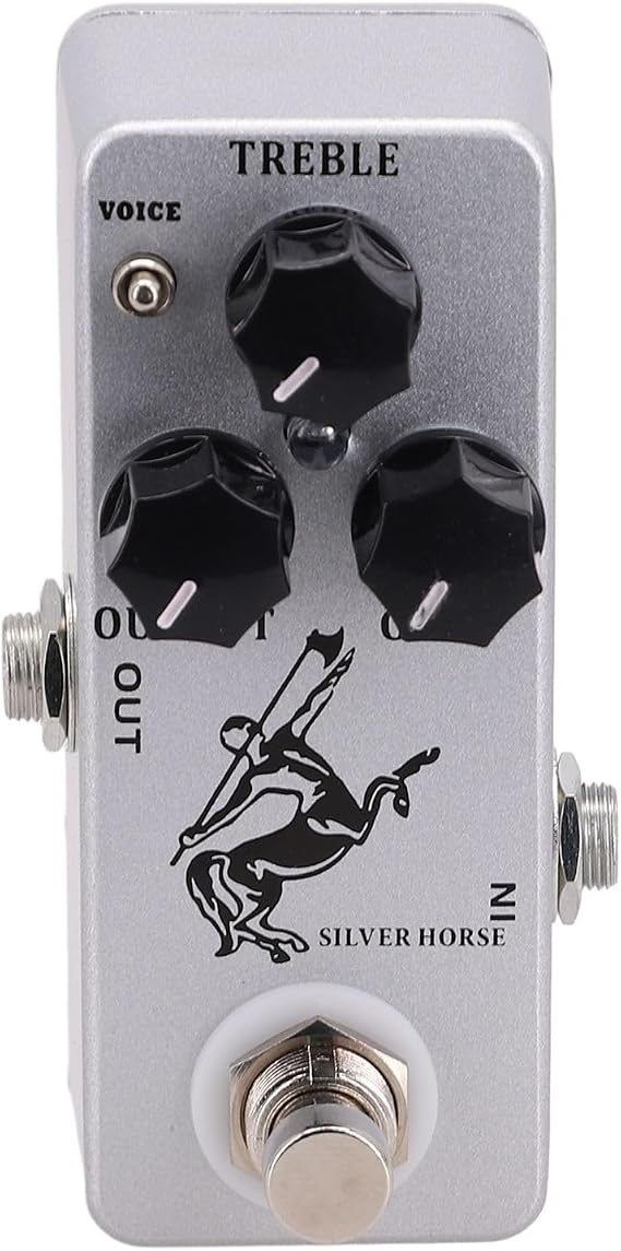 For MOSKY Silver Horse Overdrive Boost Pedal with True Bypass Footswitch and Adjustable TREBLE OUTPUT GAIN Controls for Guitar