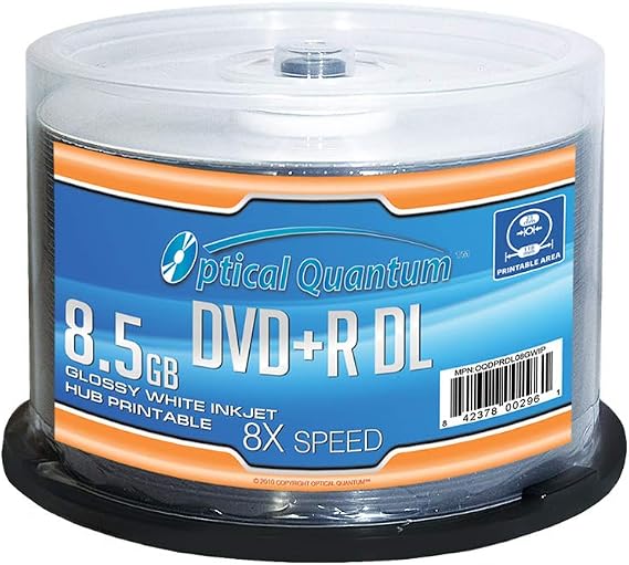 8x DVD+R DL Glossy White Inkjet Hub Printable Media