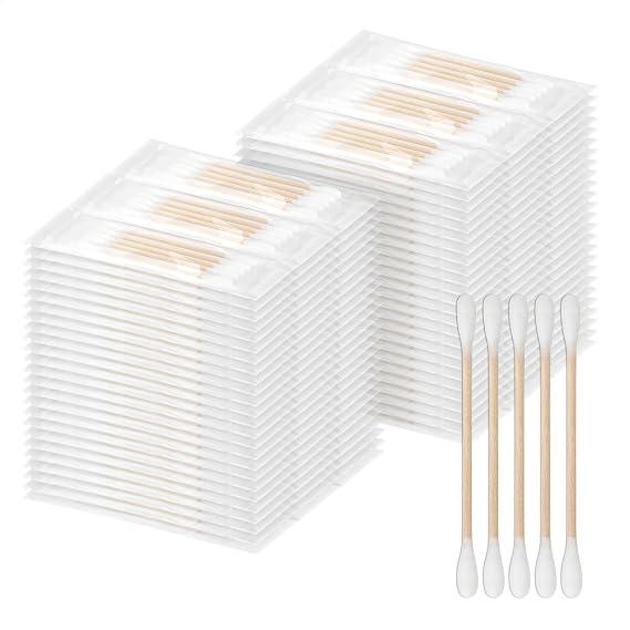 Cotton Swabs in Bulk (5 Swabs Per Pack, 500 Packs Per Box) | Travel-Sized Cotton Swabs, Individually Wrapped Double-Ended Cotton Swabs, for Ear Cleaning, Makeup, Hotels, Travel