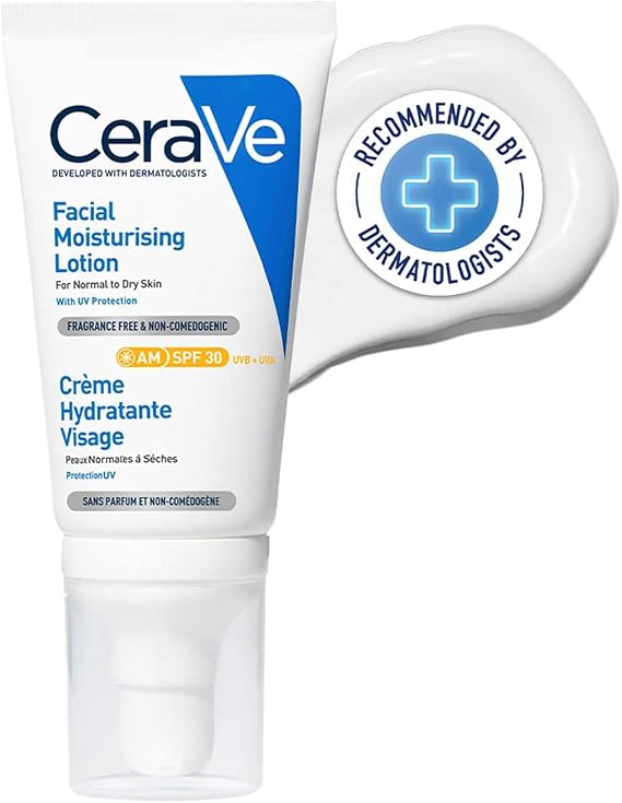 CeraVe SPF 30 Güneş Korumalı Nemlendirici Yüz Kremi 52 ml | Yüksek UVB + UVA koruması, cildin bariyerini güçlendirir ve 24 saat hidrasyonu kapatır.